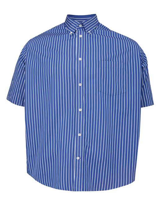 Balenciaga blue striped best sale shirt