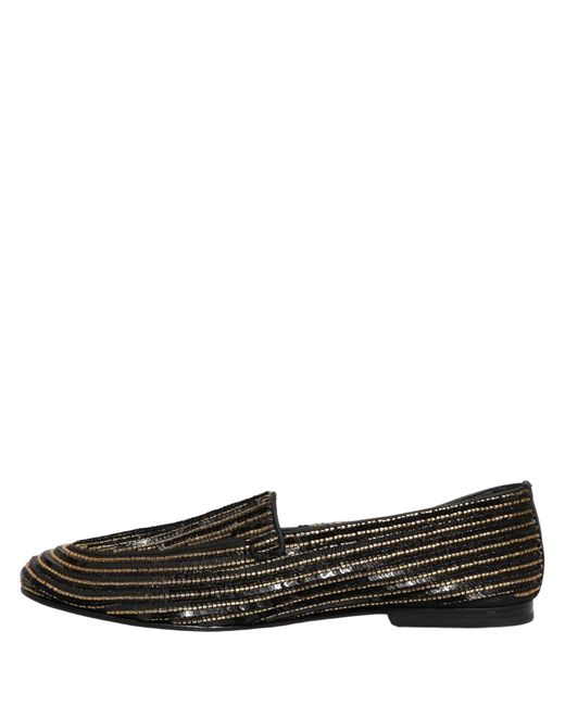 Dolce & Gabbana Black Gold Sequined Men Dress Loafers Shoes for men