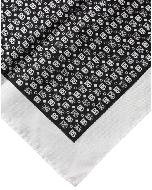Dolce & Gabbana Gray Patterned Square Foulard Scarf for men