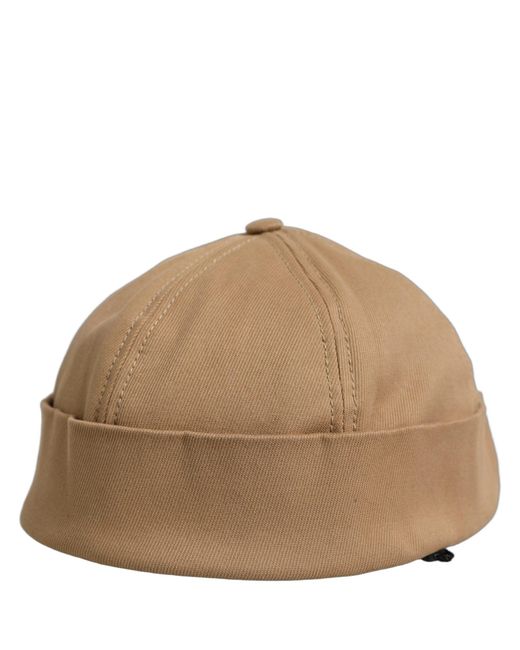 Dolce & Gabbana Natural Men Khaki Cotton Docker Capello Brimless Hat for men