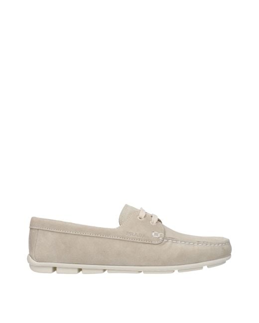 Prada Natural Mocassini Donna Camoscio Grigio/Pomice for men
