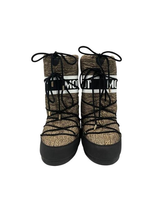 Borbonese Black Beige Textile Boot
