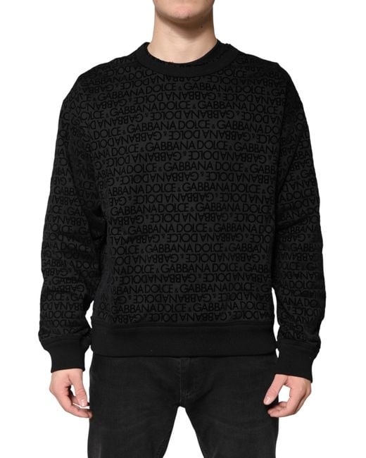 Dolce & Gabbana Black Monogram Crew Neck Sweatshirt Sweater for men