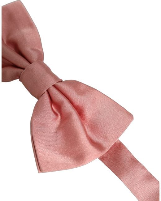 Dolce & Gabbana Men Light Pink 100% Silk Adjustable Neck Papillon Bow Tie for men