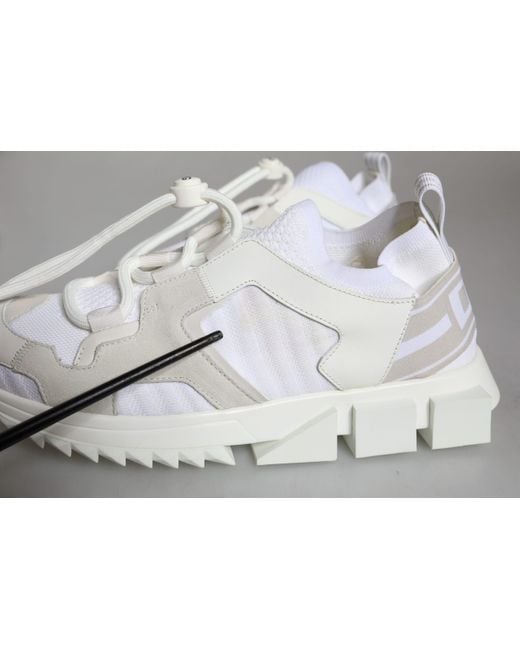 Dolce & Gabbana White Mesh Sorrento Trekking Sneakers Shoes