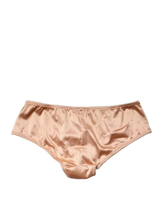 Dolce & Gabbana Pink Beige Silk Stretch Mid Waist Brief Panty Underwear