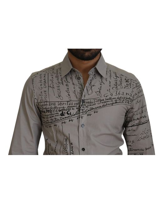 Dolce & Gabbana Gray Elegant Slim Fit Cotton Dress Shirt for men