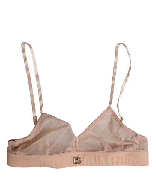 Dolce & Gabbana Multicolor Powder Pink Nylon Dg Logo Non Wire Bra Underwear