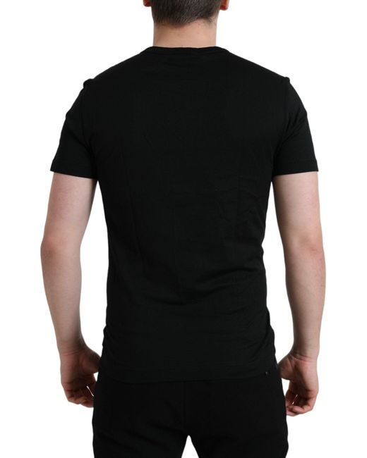 Dolce & Gabbana Black Logo Embroidery Crewneck Short Sleeve T for men