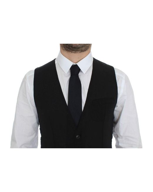 Dolce & Gabbana Blue Wool Formal Dress Vest Gilet Jacket for men
