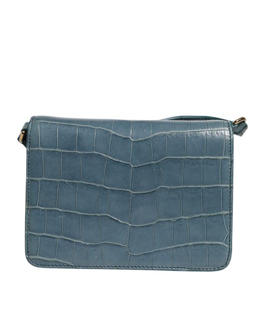Dolce & Gabbana Blue Green Exotic Leather Dg Plaque Crossbody Mini Bag for men