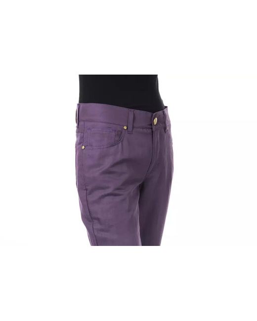 Byblos Purple Chic Cotton-Blend Trousers