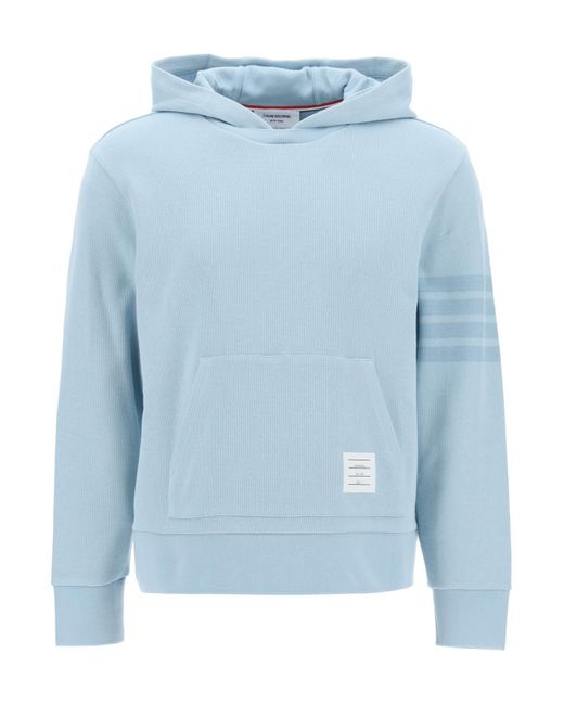 Thom Browne Blue 4 Bar Hoodie In Cotton Knit for men
