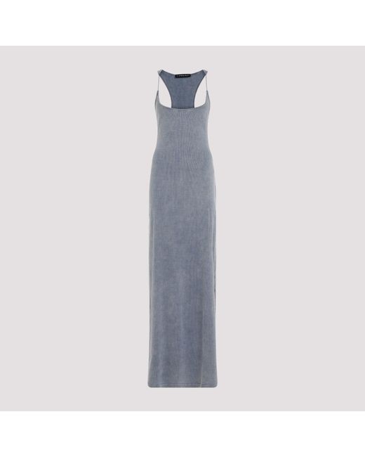 Y. Project Blue Invisible Strap Cotton Midi Dress