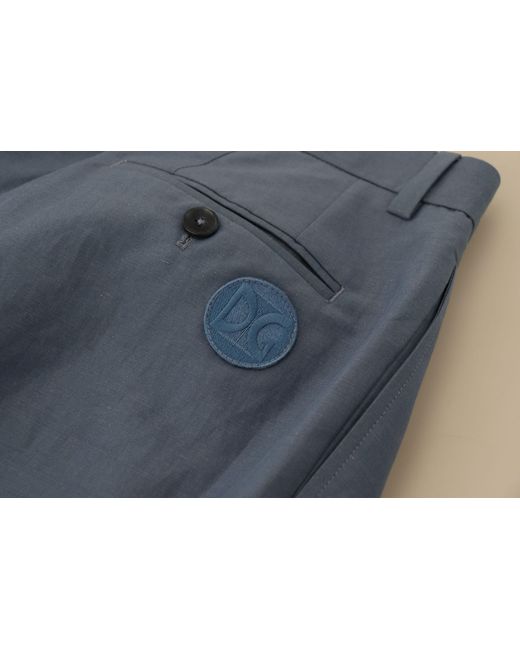 Dolce & Gabbana Blue Pleated Trousers Pt01 for men