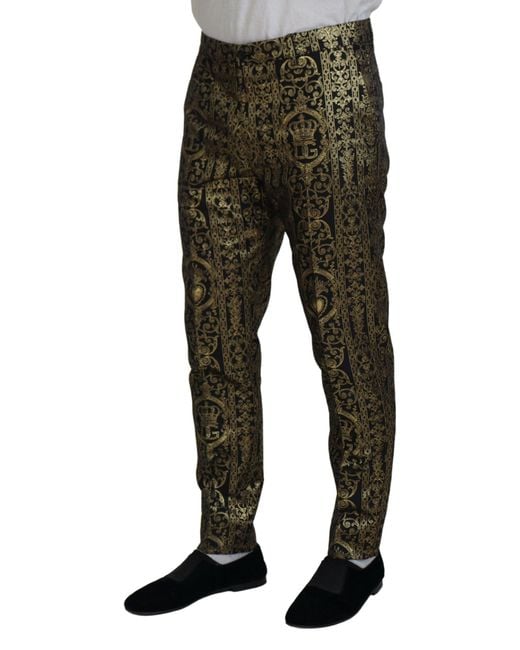 Dolce & Gabbana Black Jacquard Dress Trouser Pants for men