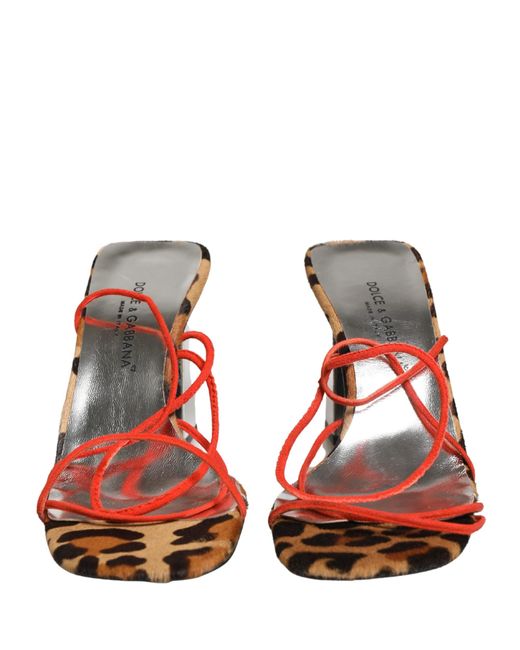 Dolce & Gabbana Pink Multicolor Leather Block Heels Sandals Shoes