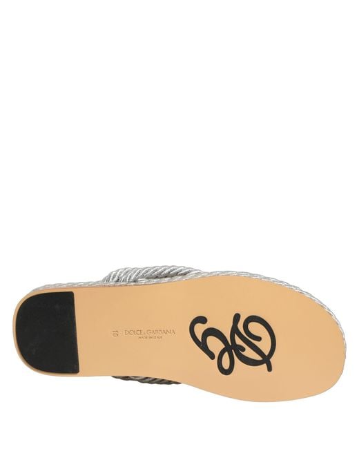 Dolce & Gabbana White Silver Rope Slides Sandals Flip Flops Shoes for men