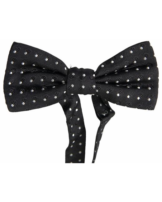 Dolce & Gabbana Black Polka Dot Silk Adjustable Bow Tie for men