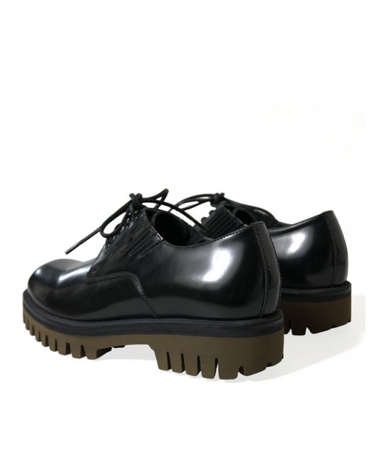 Dolce & Gabbana Black Leather Lace Up Derby Men Dress Shoes for men