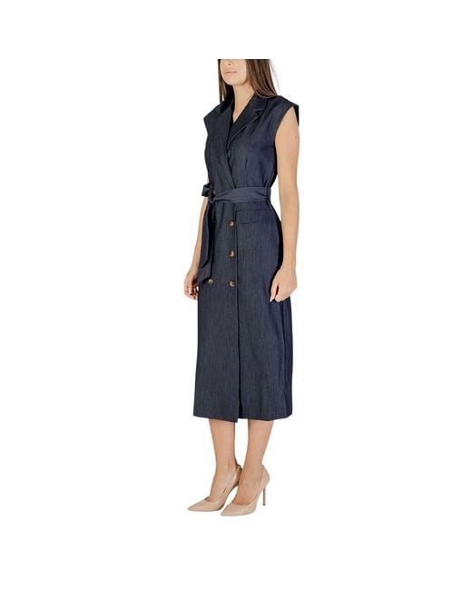 Ichi Blue Polyester Long Dress