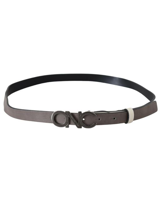 CoSTUME NATIONAL White Black Leather Letter Logo Buckle Belt