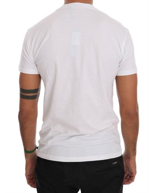 Daniele Alessandrini White Cotton Crewneck T-shirt for men