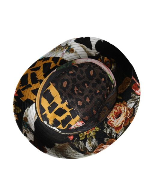 Dolce & Gabbana Black Patchwork Fedora Wide Brim 'Hat