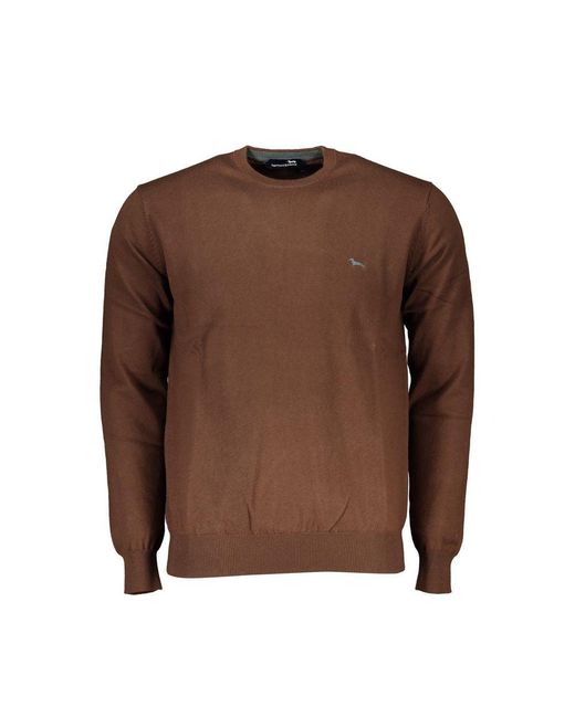 Harmont & Blaine Brown Elegant Crew Neck Embroidered Sweater for men