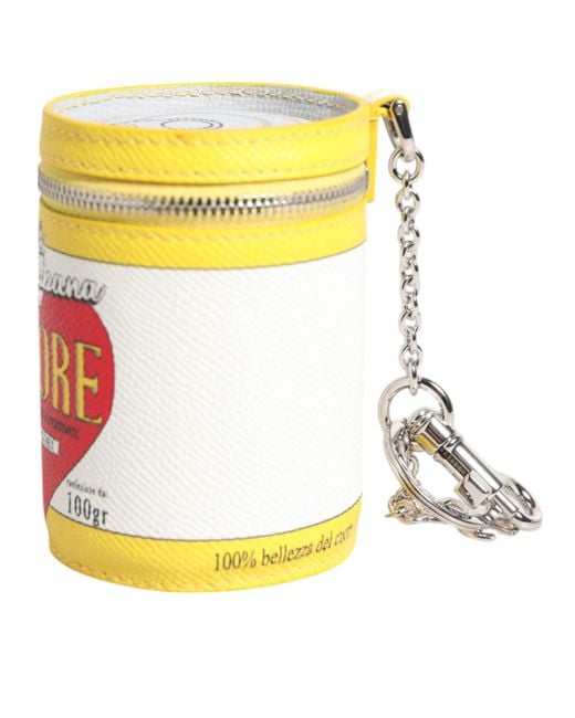 Dolce & Gabbana Gray Amore Leather Multicolor Bag Charm Coin Case Keychain Keyring