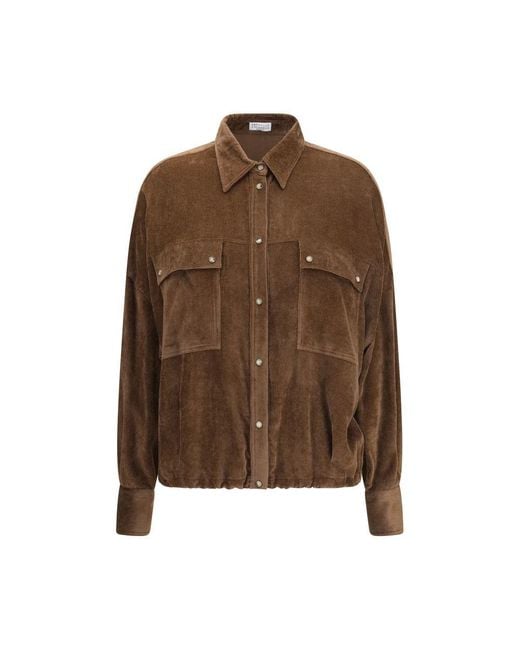 Brunello Cucinelli Brown Viscose Pattern Shirt