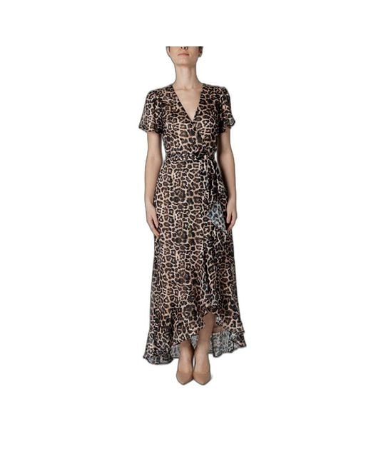 Guess Brown Polyester Dress Lyst UK