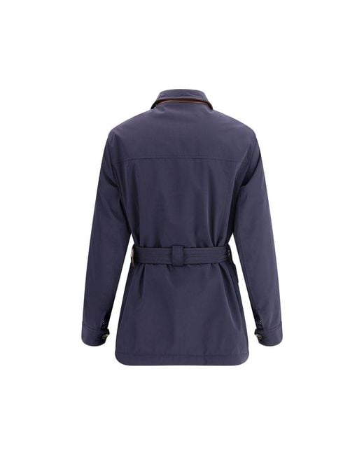 Brunello Cucinelli Blue Membraned Nylon Saharan Jacket for men