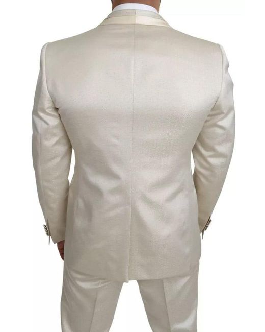 Dolce & Gabbana Natural Wool Crème 3 Piece Sicilia Shawl Suit for men