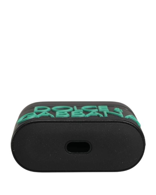 Dolce & Gabbana Black Pvc Embossed Logo Flip Holder Airpods Case