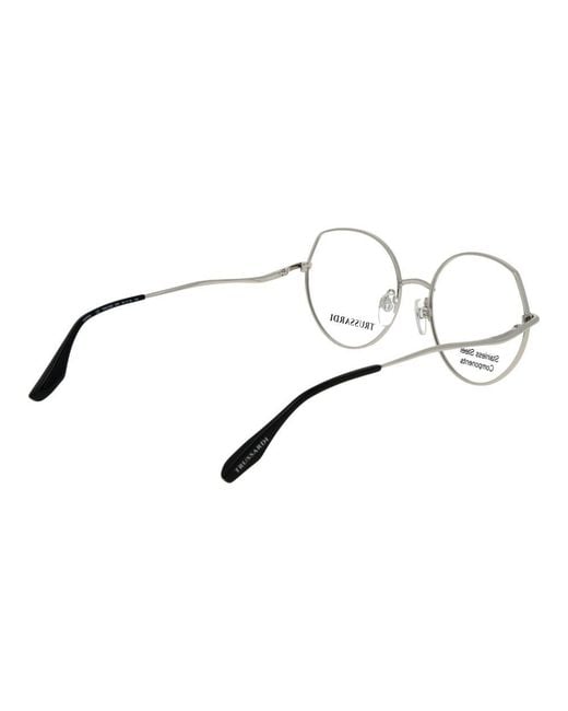 Trussardi Metallic Silver Stainless Steel Glasses (frames)