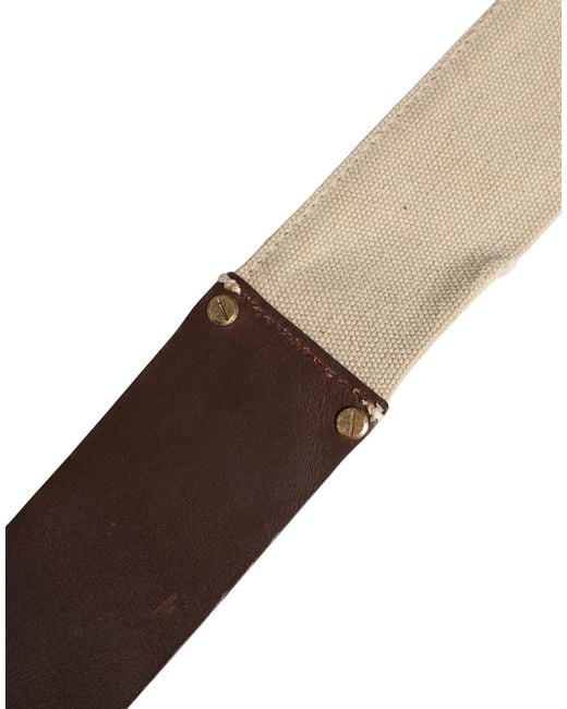 Ermanno Scervino Beige Brown Leather Canvas Metal Buckle Belt