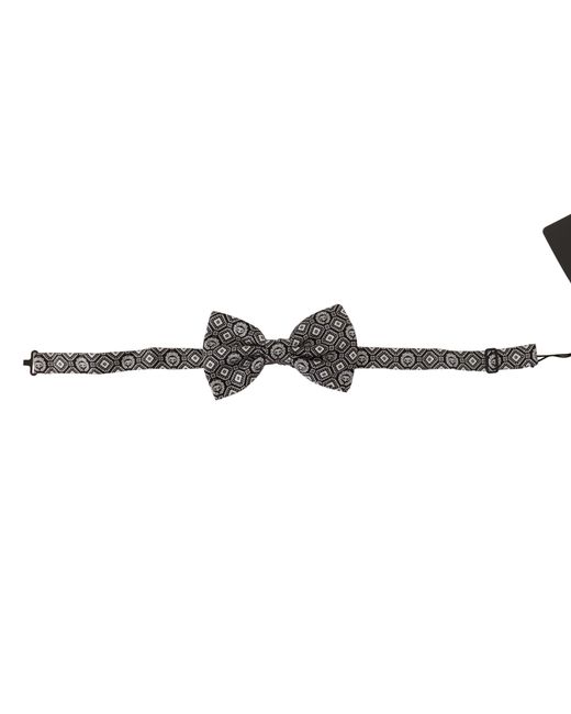 Dolce & Gabbana Black 100% Silk Adjustable Neck Papillon Tie for men