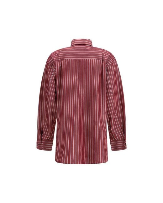 ANDAMANE Red Bordeaux Polyester Pattern Shirt