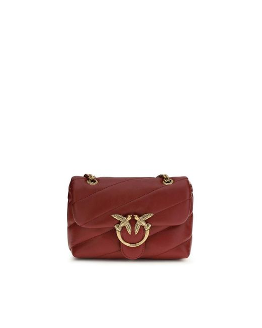 Pinko Red Calf Leather Bos Taurus Shoulder Bag