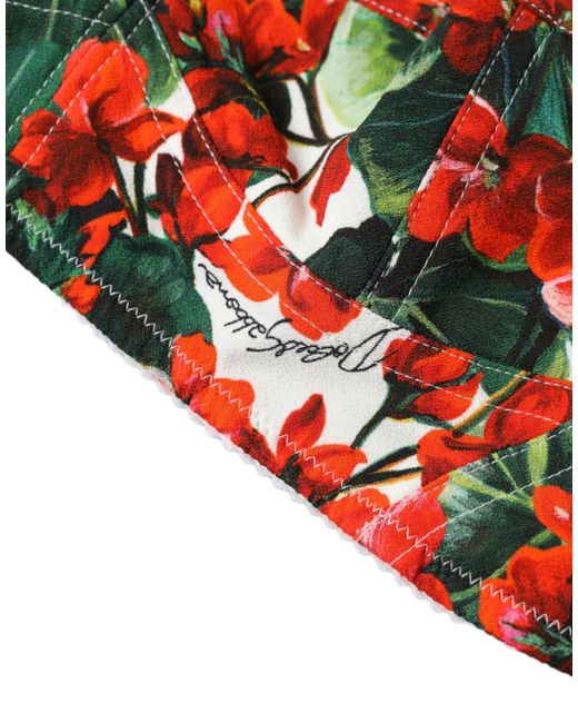 Dolce & Gabbana Red Floral Bustier Crop Top