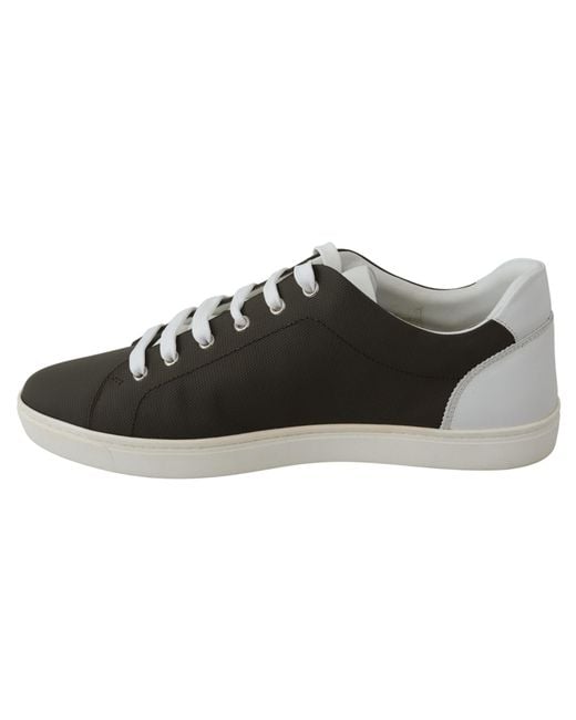 Dolce & Gabbana Black Sleek Leather Low Top Sneakers for men