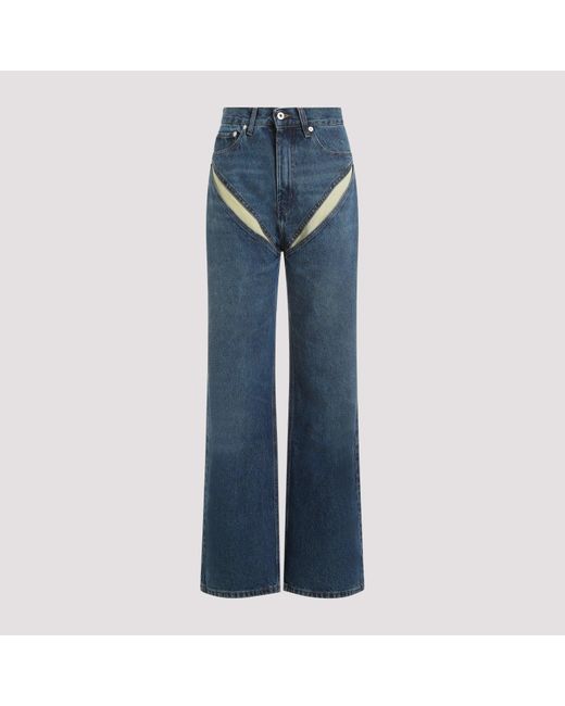 Y. Project Evergreen Vintage Blue Organic Cotton Cut Out Jeans