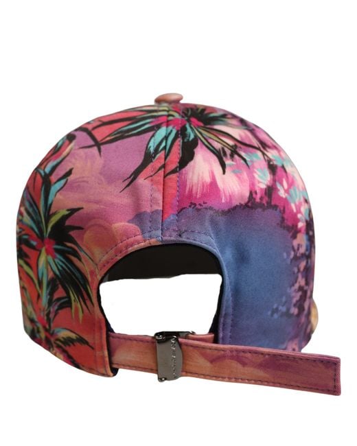 Dolce & Gabbana Blue Multicolor Tropical Themed Baseball Capello Hat