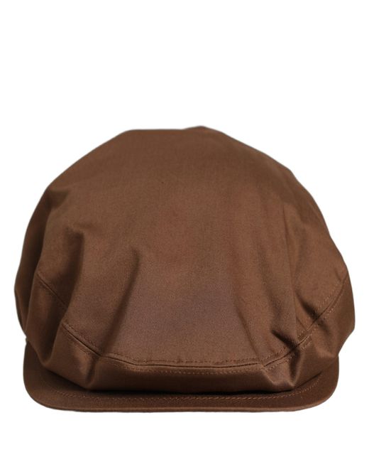Dolce & Gabbana Men Brown Cotton Newsboy Capello Cabbie Hat for men