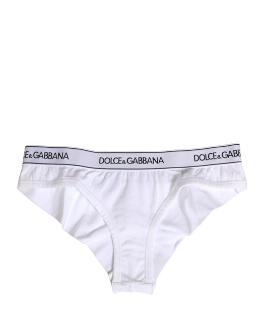 Dolce & Gabbana White Cotton Logo Waistband Brief Panty Underwear