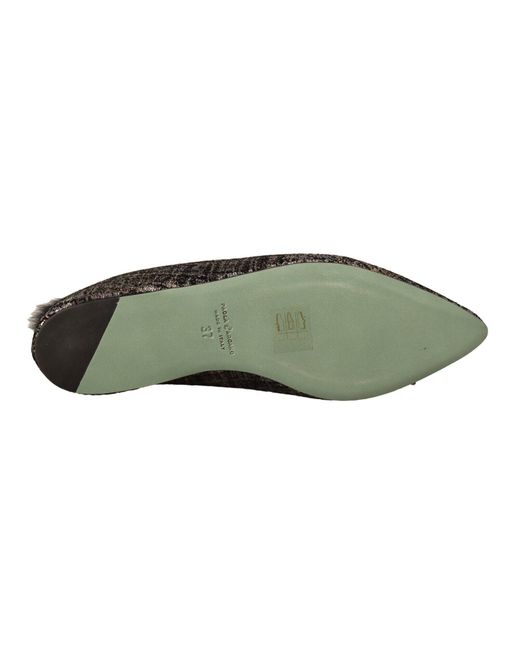 Paola D'arcano Black Gold Jacquard Leather Embellished Slip On Shoes