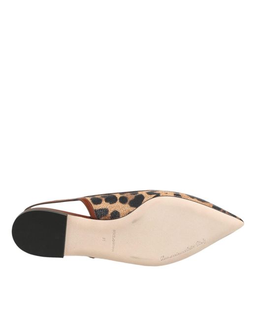 Dolce & Gabbana Brown Leopard Slingback Flats Sandals Shoes