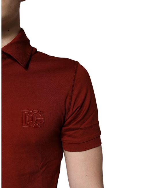 Dolce & Gabbana Red Cotton Dg Logo Collared Men Polo T for men