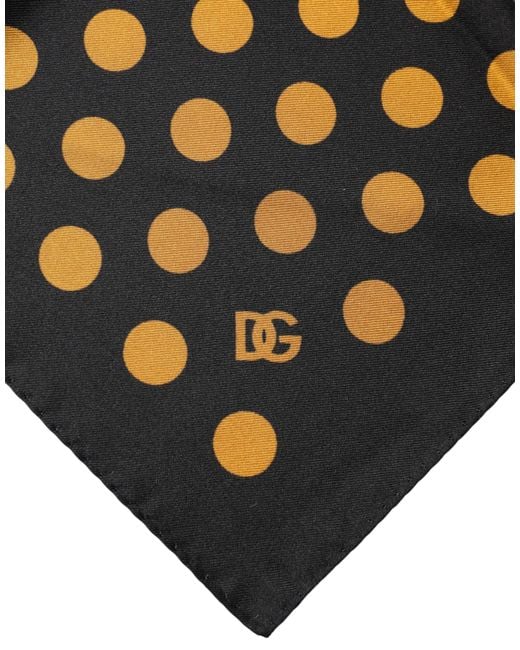 Dolce & Gabbana Black Polka Dot Square Handkerchief Scarf for men